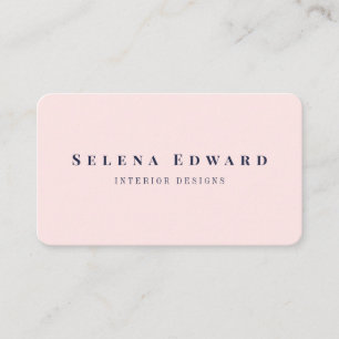 Modern Simple Minimalist Navy Blue Blush Pink Business Card