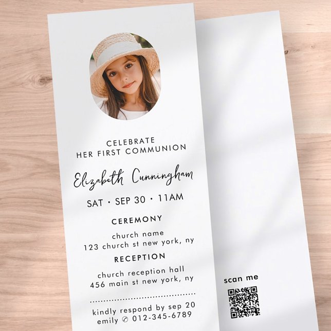 Modern Simple Minimalist Photo First Communion Invitation (Creator Uploaded)