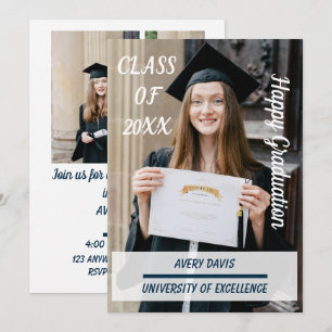 Modern Simple Minimalist Photo Graduation  Invitation
