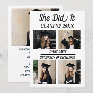 Modern Simple Minimalist Photo Graduation  Invitation