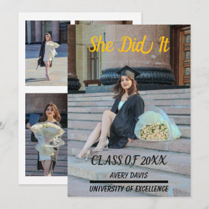 Modern Simple Minimalist Photo Graduation  Invitation