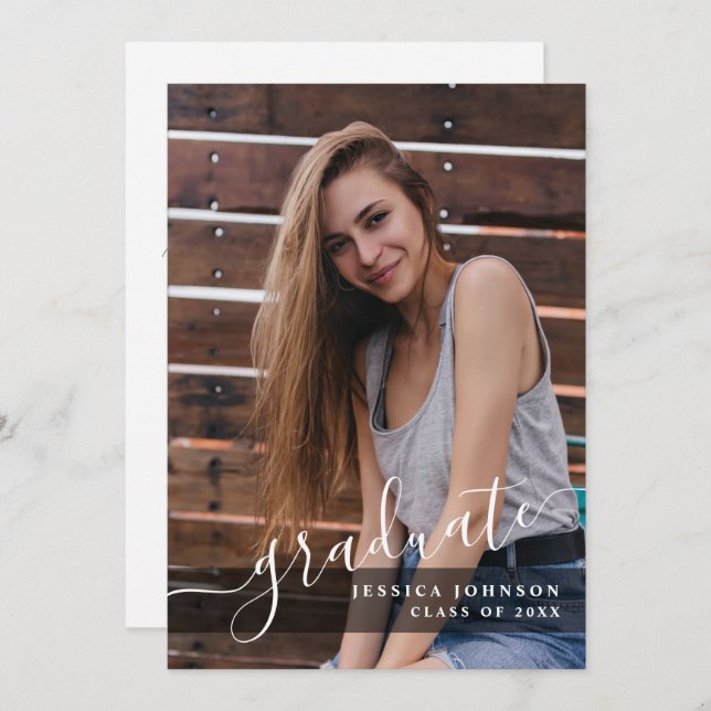 Modern Simple Minimalist PHOTO Graduation Party Invitation (Front/Back)