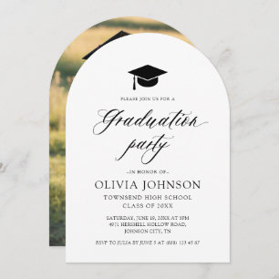 Modern Simple Minimalist Photo Graduation Party Invitation