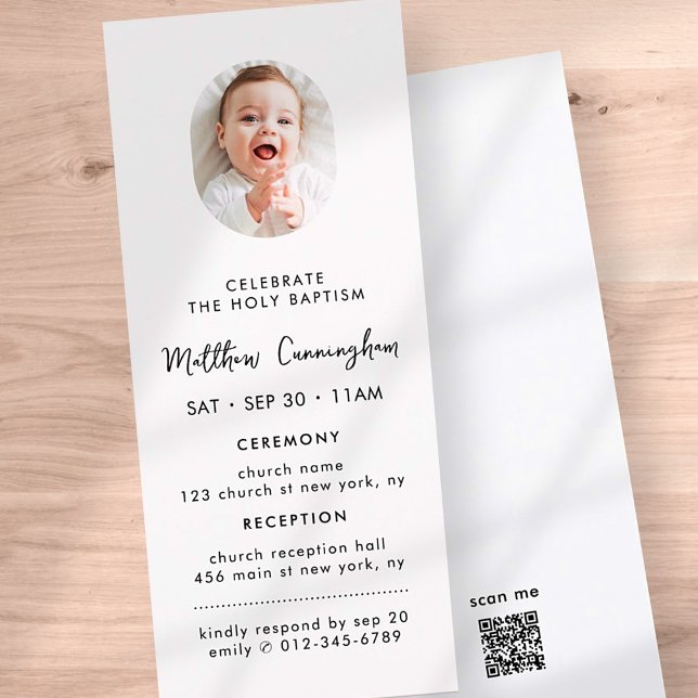 Modern Simple Minimalist Photo Holy Baptism Invitation (Creator Uploaded)