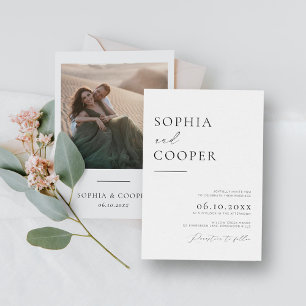 Modern Simple Minimalist Photo Wedding Invitation