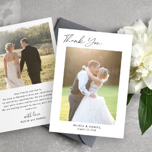 Modern simple minimalist photo wedding thank you card