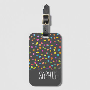 Modern simple minimalist polka dot boho luggage tag