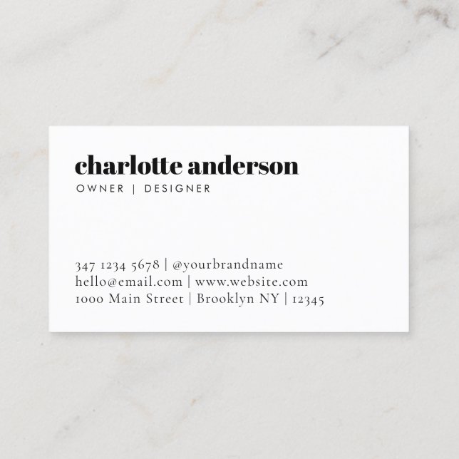 Modern Simple Minimalist Professional Typography Business Card (Back)