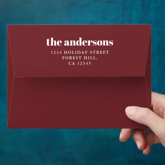 Modern Simple Minimalist Red & White Christmas Envelope (Hand)
