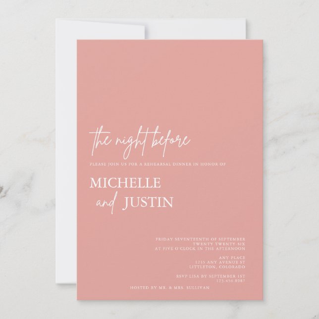  Modern Simple Minimalist Rehearsal Dinner  Invita Invitation (Front)