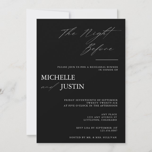  Modern Simple Minimalist Rehearsal Dinner  Invita Invitation (Front)