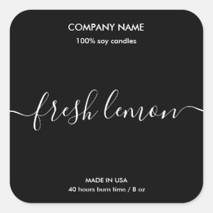 Modern Simple Minimalist Soy Candle Black & White Square Sticker