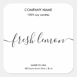 Modern Simple Minimalist Soy Candle Black & White Square Sticker