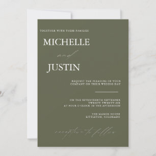 Modern Simple Minimalist Wedding Invitation