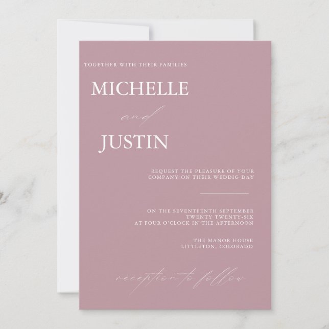  Modern Simple Minimalist Wedding   Invitation (Front)