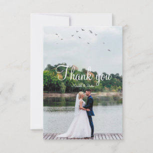 Modern simple minimalist wedding photo thank you