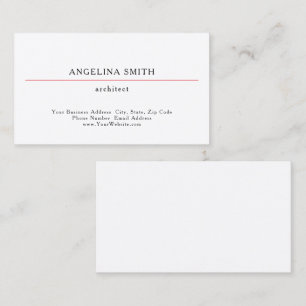 Modern Simple Minimalist White Red Professional Business Card