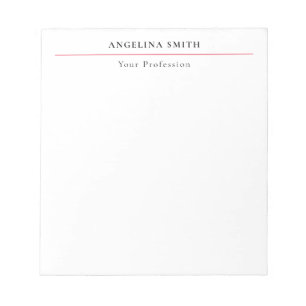 Modern Simple Minimalist White Red Professional Notepad