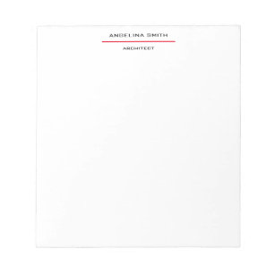 Modern Simple Minimalist White Red Professional Notepad