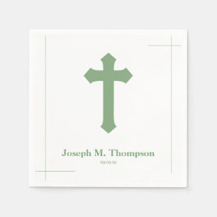 Modern Simple Mint Cross First Holy Communion Napkin