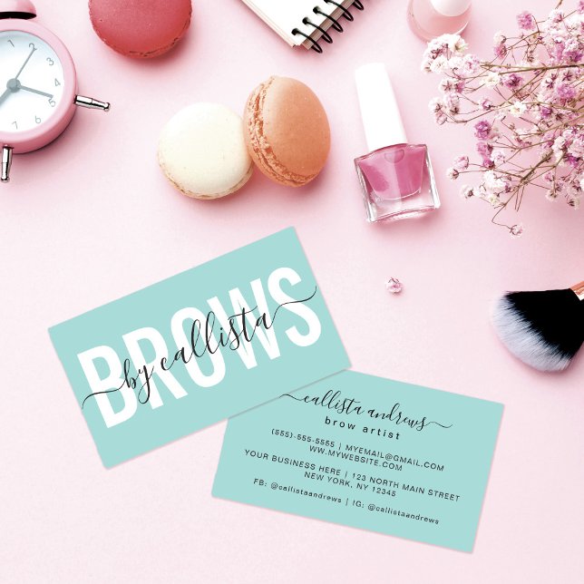 Modern Simple Mint Typography Eyebrow Artist Business Card (Creator Uploaded)