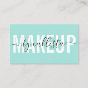 Modern Simple Mint Typography Makeup Artist Business Card