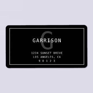 Modern Simple Monogram & Address   Light Grey Label