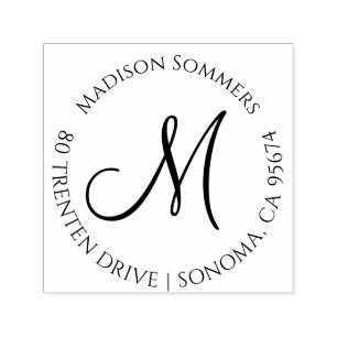 Modern Simple Monogram Address Self-inking Stamp