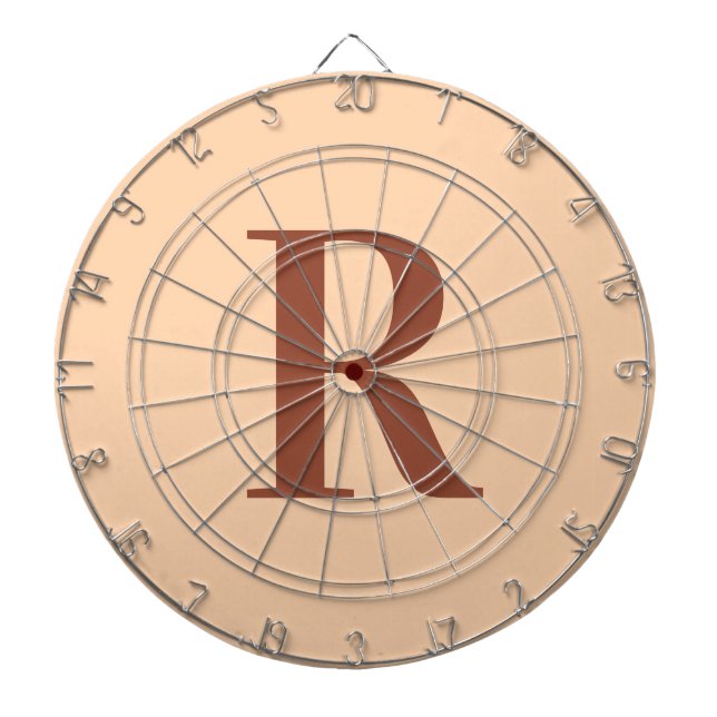Modern Simple Monogram Beige Brown Dartboard (Front)
