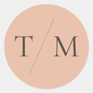 Modern Simple Monogram Blush Mix & Match Wedding Classic Round Sticker