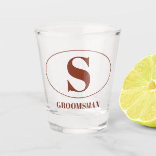 Modern Simple Monogram Groomsmen Gift Wedding Shot Glass