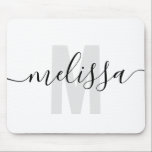 Modern Simple Monogram Handwriting Name Mouse Pad<br><div class="desc">Modern monogram with handwriting name.</div>