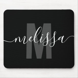Modern Simple Monogram Handwriting Name Mouse Pad