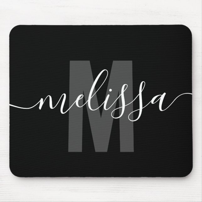 Modern Simple Monogram Handwriting Name Mouse Pad (Front)
