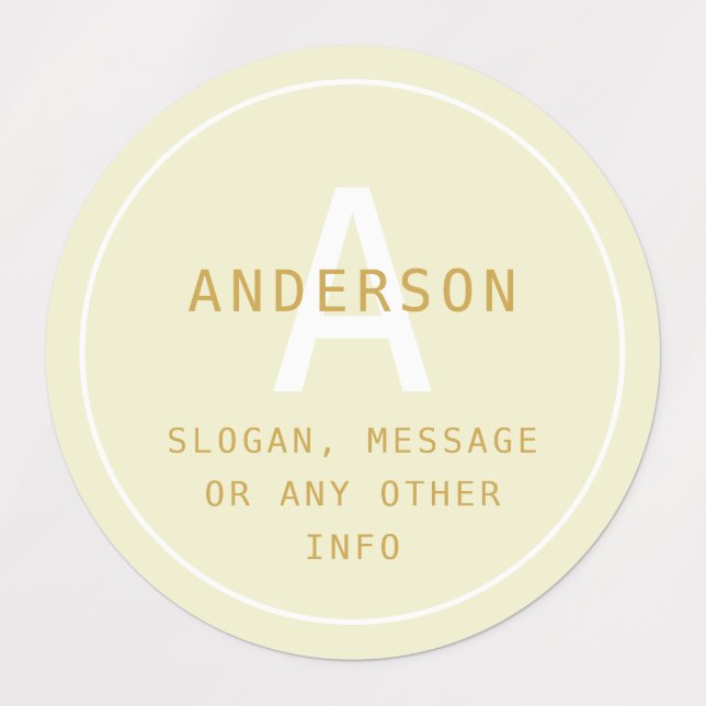 Modern Simple Monogram & Info | Golden White (Design 3)