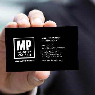 Modern Simple Monogram Logo Black White Square Business Card