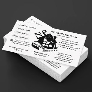 Modern Simple Monogram Logo Cleaning Services Business Card