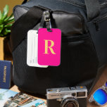 Modern Simple Monogram  Luggage Tag<br><div class="desc">This is a simple, modern, personalised monogram design. This stylish design is in trending hot pink/ fuchsia with stylish typography. It's perfect for a personalised bon voyage / going away gift or ideal as an update for your travel accessories. To personalise, simply add your initial letter by typing it into...</div>