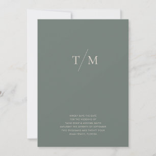 Modern Simple Monogram Moss Green Mix & Match Save The Date