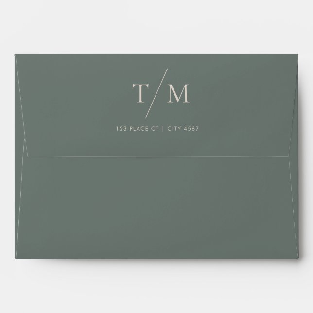 Modern Simple Monogram Moss Mix & Match Wedding Envelope (Back (Top Flap))
