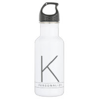 Modern Simple Monogram Name Grey White Stripe