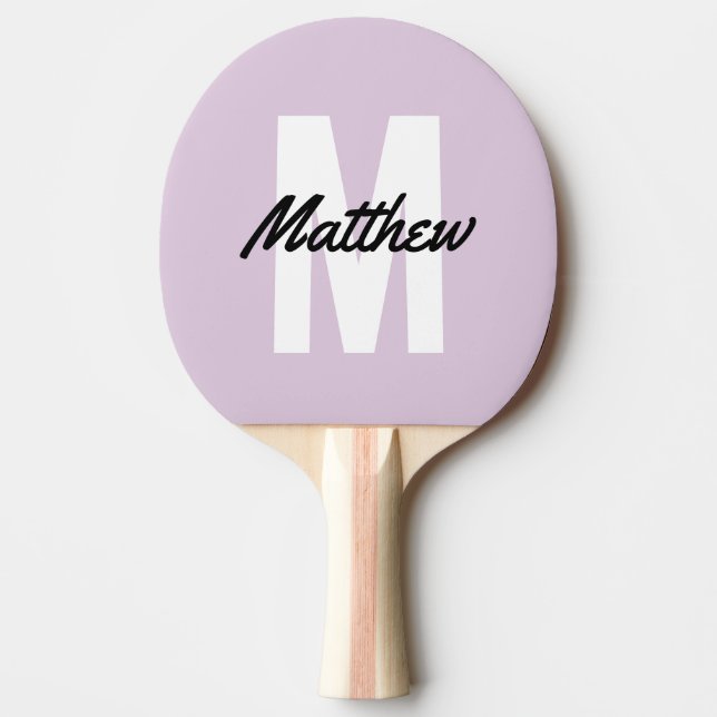 Modern Simple Monogram Name Minimalist Ping Pong Paddle (Front)