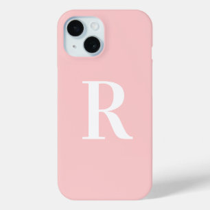 Modern Simple Monogram Pink iPhone 15 Case
