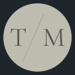 Modern Simple Monogram Sage Mix & Match Wedding Classic Round Sticker<br><div class="desc">Simple modern monogram wedding round sticker with minimal text and contemporary design, featuring a sage green background and text in warm black-grey. This modern round sticker for wedding favours or wedding invitations is part of my Mix and Match Wedding Stationery Collection, featuring all matching background and font colours - simply...</div>
