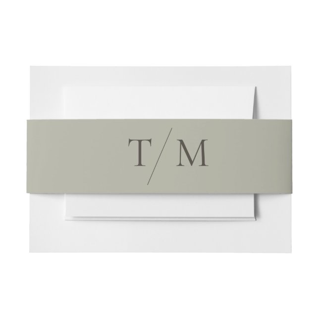 Modern Simple Monogram Sage Mix & Match Wedding Invitation Belly Band (Front Example)