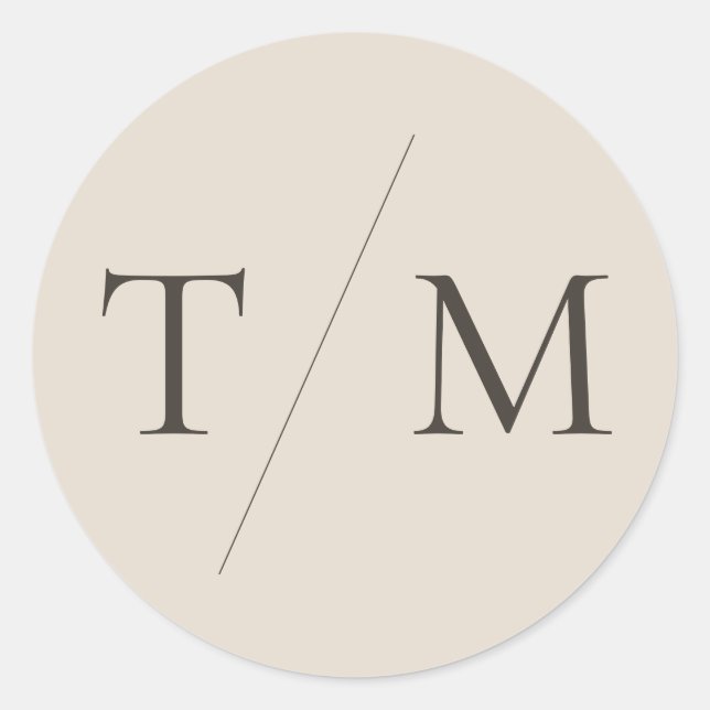 Modern Simple Monogram Sand Mix & Match Wedding Classic Round Sticker (Front)