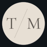 Modern Simple Monogram Sand Mix & Match Wedding Classic Round Sticker<br><div class="desc">Simple modern monogram wedding round sticker with minimal text and contemporary design, featuring a blush sand background and text in warm black-grey. This modern round sticker for wedding favours or wedding invitations is part of my Mix and Match Wedding Stationery Collection, featuring all matching background and font colours - simply...</div>