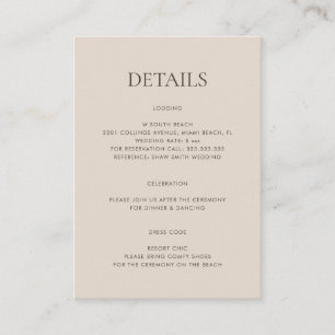Modern Simple Monogram Sand Mix & Match Wedding Enclosure Card