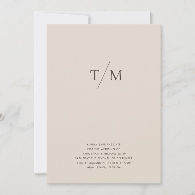 Modern Simple Monogram Sand Mix & Match Wedding Save The Date (Front)