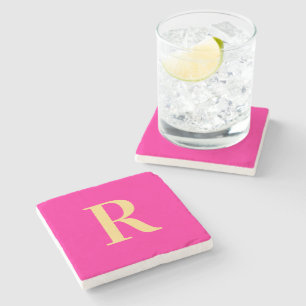 Modern Simple Monogram  Stone Coaster